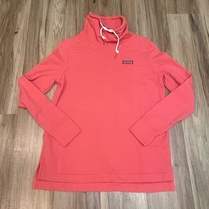VINEYARD VINES NWOT SHEP PULLOVER FUNNEL NECK TIE PREPPY CORAL WOMENS SZ SMALL